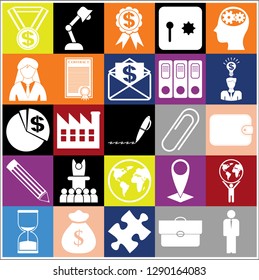 Set of 25 business icons. Collection. Flat design. Vector Illustration.