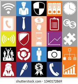 Set of 25 business icons. Collection. Flat design. Vector Illustration.