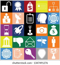 Set of 25 business icons. Collection. Flat design. Vector Illustration.