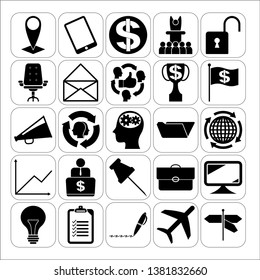 Set of 25 business icons. Collection. Detailed design. Vector Illustration.