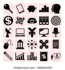 Set of 25 business icons. Collection. Flat design. Vector Illustration.