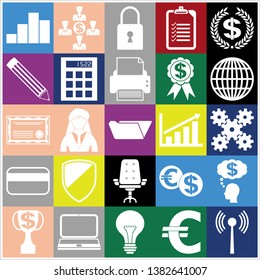 Set of 25 business icons. Collection. Flat design. Vector Illustration.