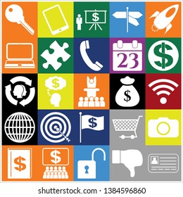 Set of 25 business icons. Collection. Flat design. Vector Illustration.