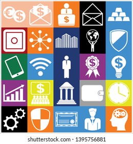 Set of 25 business icons. Collection. Flat design. Vector Illustration.