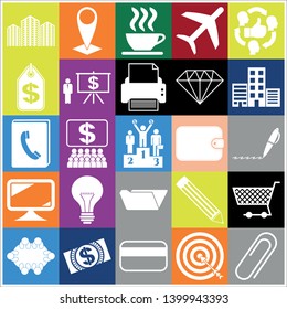 Set of 25 business icons. Collection. Flat design. Vector Illustration.