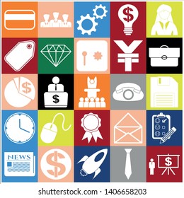 Set of 25 business icons. Collection. Flat design. Vector Illustration.