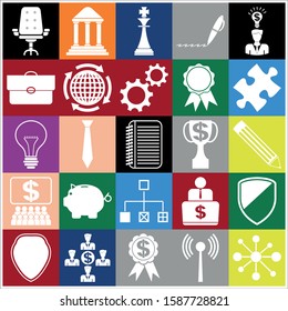 Set of 25 business icons. Collection. Flat design. Vector Illustration.