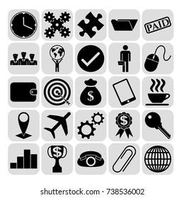 Set of 25 business icons. Collection. Flat design. Vector Illustration.