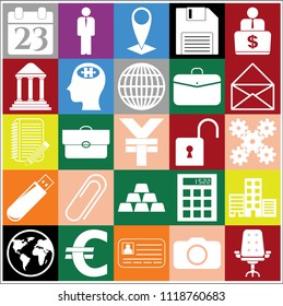 Set of 25 business icons, high quality. Collection. Flat design. Vector Illustration.