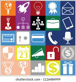 Set of 25 business icons, high quality. Collection. Detailed design. Vector Illustration.