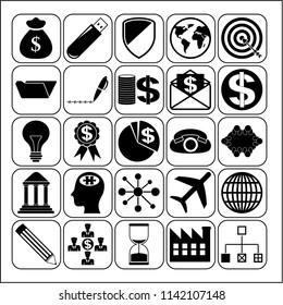 Set of 25 business icons, high quality. Collection. Detailed design. Vector Illustration.