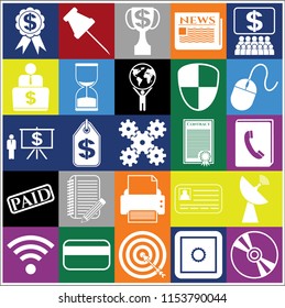Set of 25 business icons, high quality. Collection. Detailed design. Vector Illustration.