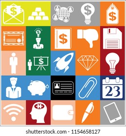 Set of 25 business icons, high quality. Collection. Detailed design. Vector Illustration.