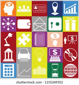 Set of 25 business icons, high quality. Collection. Flat design. Vector Illustration.