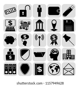 Set of 25 business icons, high quality. Collection. Flat design. Vector Illustration.