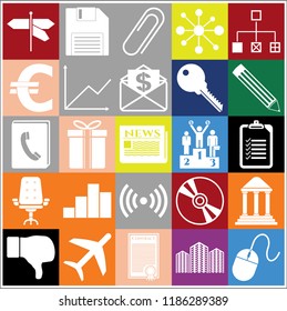 Set of 25 business icons, high quality. Collection. Detailed design. Vector Illustration.