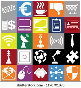 Set of 25 business icons, high quality. Collection. Flat design. Vector Illustration.