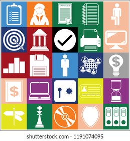 Set of 25 business icons, high quality. Collection. Flat design. Vector Illustration.