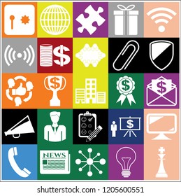 Set of 25 business icons, high quality. Collection. Flat design. Vector Illustration.