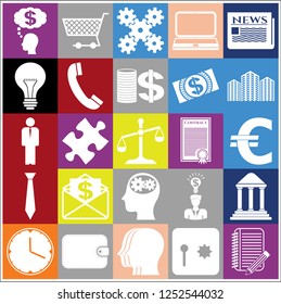 Set of 25 business icons, high quality. Collection. Detailed design. Vector Illustration.