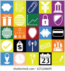 Set of 25 business icons, high quality. Collection. Flat design. Vector Illustration.