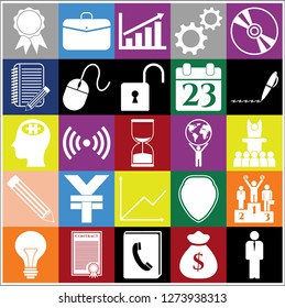 Set of 25 business icons, high quality. Collection. Detailed design. Vector Illustration.