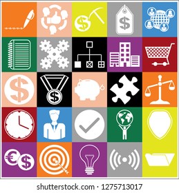 Set of 25 business icons, high quality. Collection. Detailed design. Vector Illustration.