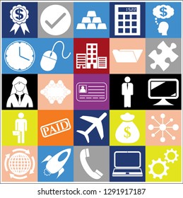 Set of 25 business icons, high quality. Collection. Detailed design. Vector Illustration.