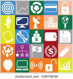 Set of 25 business icons, high quality. Collection. Detailed design. Vector Illustration.