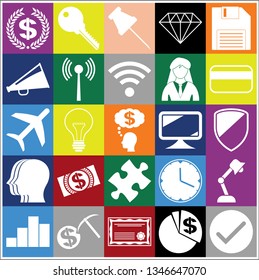 Set of 25 business icons, high quality. Collection. Detailed design. Vector Illustration.