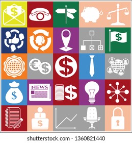 Set of 25 business icons, high quality. Collection. Flat design. Vector Illustration.