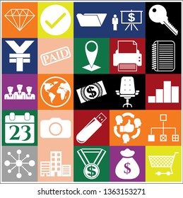 Set of 25 business icons, high quality. Collection. Flat design. Vector Illustration.