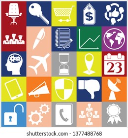 Set of 25 business icons, high quality. Collection. Flat design. Vector Illustration.