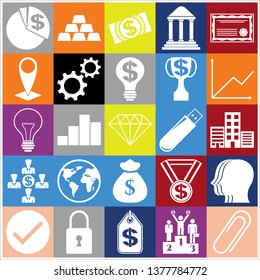 Set of 25 business icons, high quality. Collection. Flat design. Vector Illustration.
