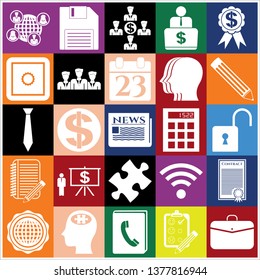 Set of 25 business icons, high quality. Collection. Detailed design. Vector Illustration.