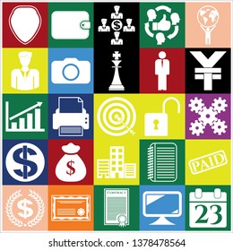 Set of 25 business icons, high quality. Collection. Flat design. Vector Illustration.