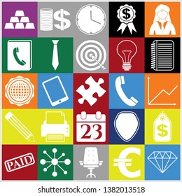 Set of 25 business icons, high quality. Collection. Flat design. Vector Illustration.