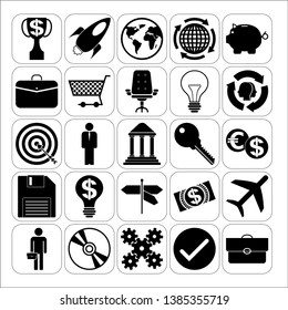 Set of 25 business icons, high quality. Collection. Flat design. Vector Illustration.