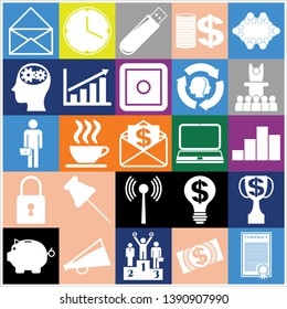 Set of 25 business icons, high quality. Collection. Flat design. Vector Illustration.