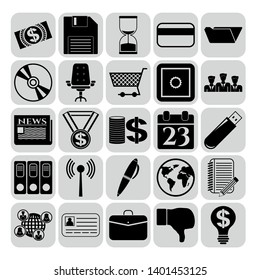 Set of 25 business icons, high quality. Collection. Detailed design. Vector Illustration.