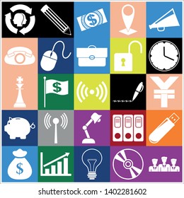 Set of 25 business icons, high quality. Collection. Detailed design. Vector Illustration.