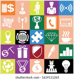 Set of 25 business icons, high quality. Collection. Flat design. Vector Illustration.