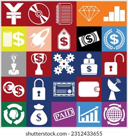 Set of 25 Business icons, high quality. Flat design. 