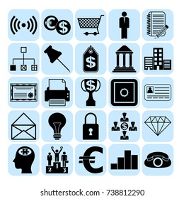 Set of 25 business icons, high quality. Collection. Detailed design. Vector Illustration.