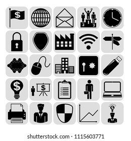  Set of 25 business icons, pictograms, symbols. Collection. Detailed design. Vector Illustration.