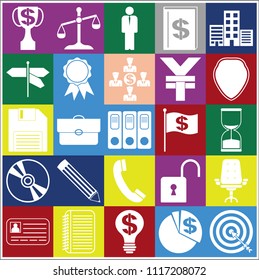 Set of 25 business icons, pictograms, symbols. Collection. Detailed design. Vector Illustration.