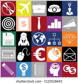 Set of 25 business icons, pictograms, symbols. Collection. Flat design. Vector Illustration.