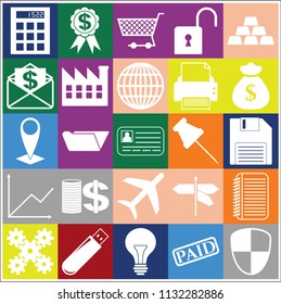 Set of 25 business icons, pictograms, symbols. Collection. Flat design. Vector Illustration.