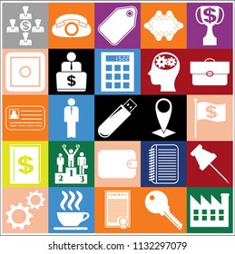 Set of 25 business icons, pictograms, symbols. Collection. Detailed design. Vector Illustration.