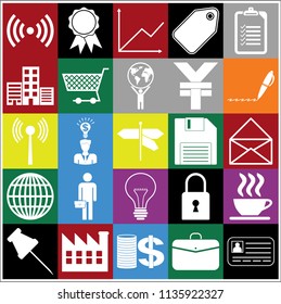 Set of 25 business icons, pictograms, symbols. Collection. Flat design. Vector Illustration.
